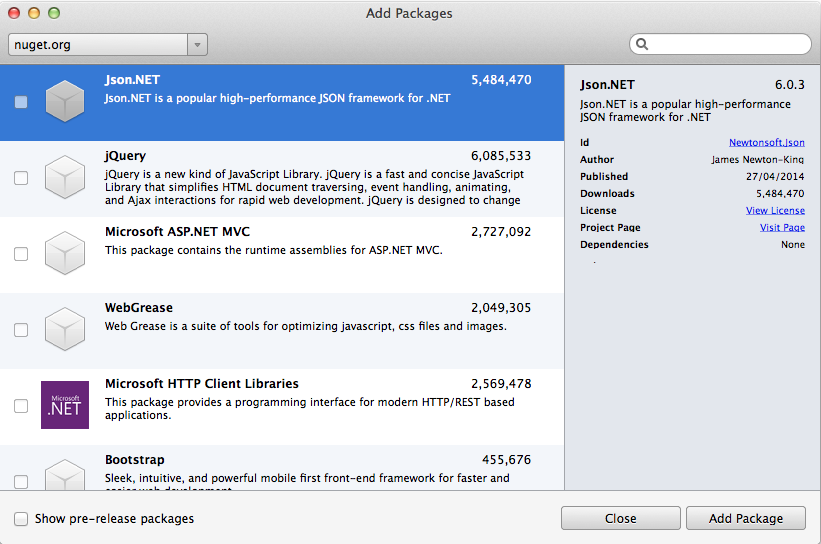 Install Nuget Package For Visual Studio For Mac